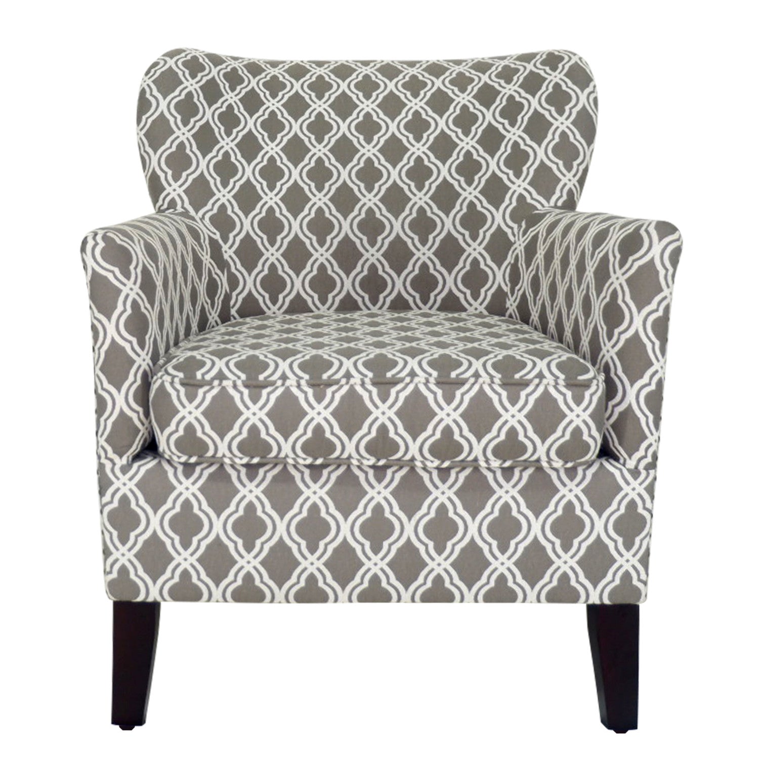 29" Brown And Cream Polyester Blend Trellis Design Armchair