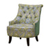 28" Green Aqua And Brown Polyester Blend Damask Wingback Chair