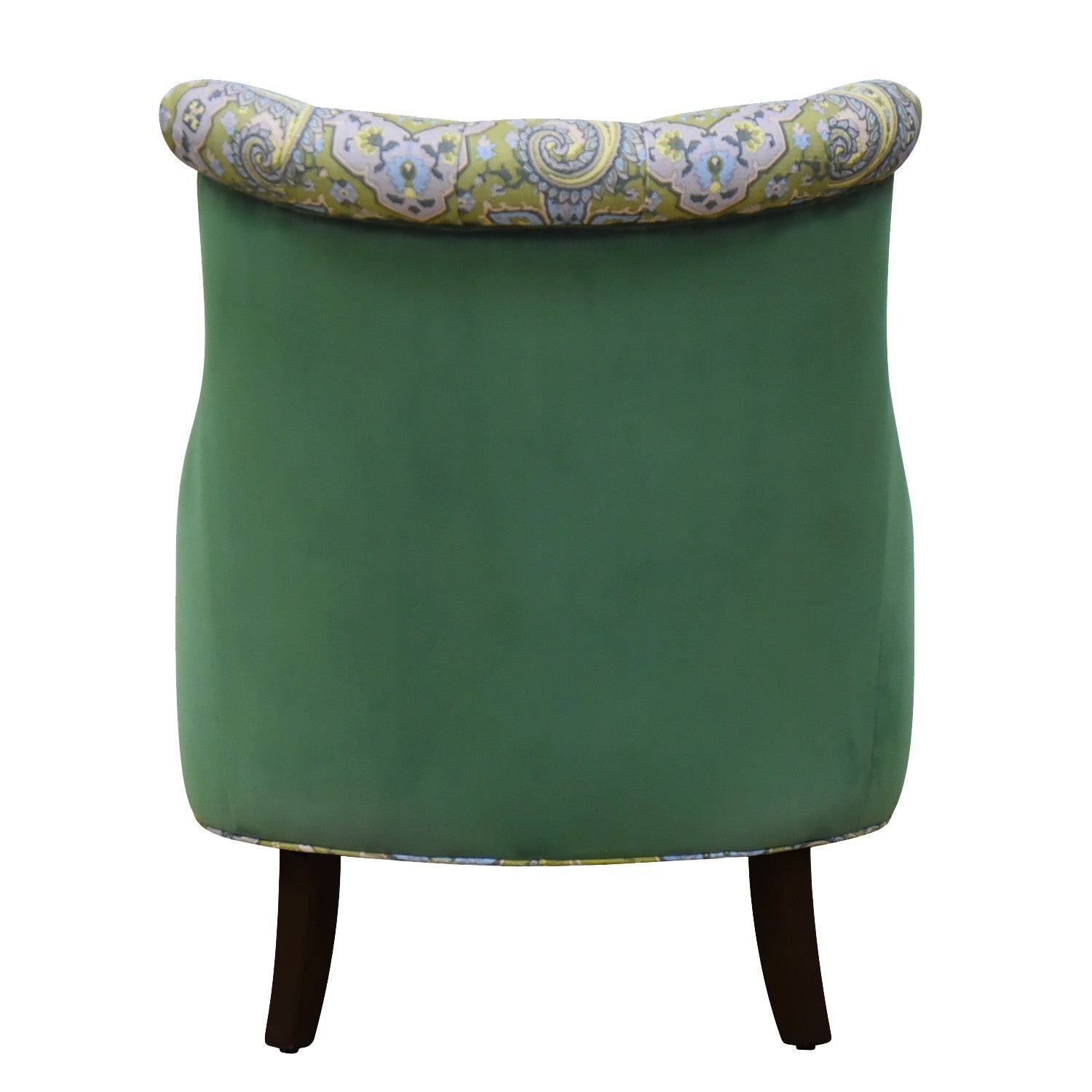 28" Green Aqua And Brown Polyester Blend Damask Wingback Chair