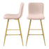 Set of Two 29" Aqua And Gold Steel Bar Height Bar Chairs