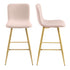 Set of Two 29" Aqua And Gold Steel Bar Height Bar Chairs