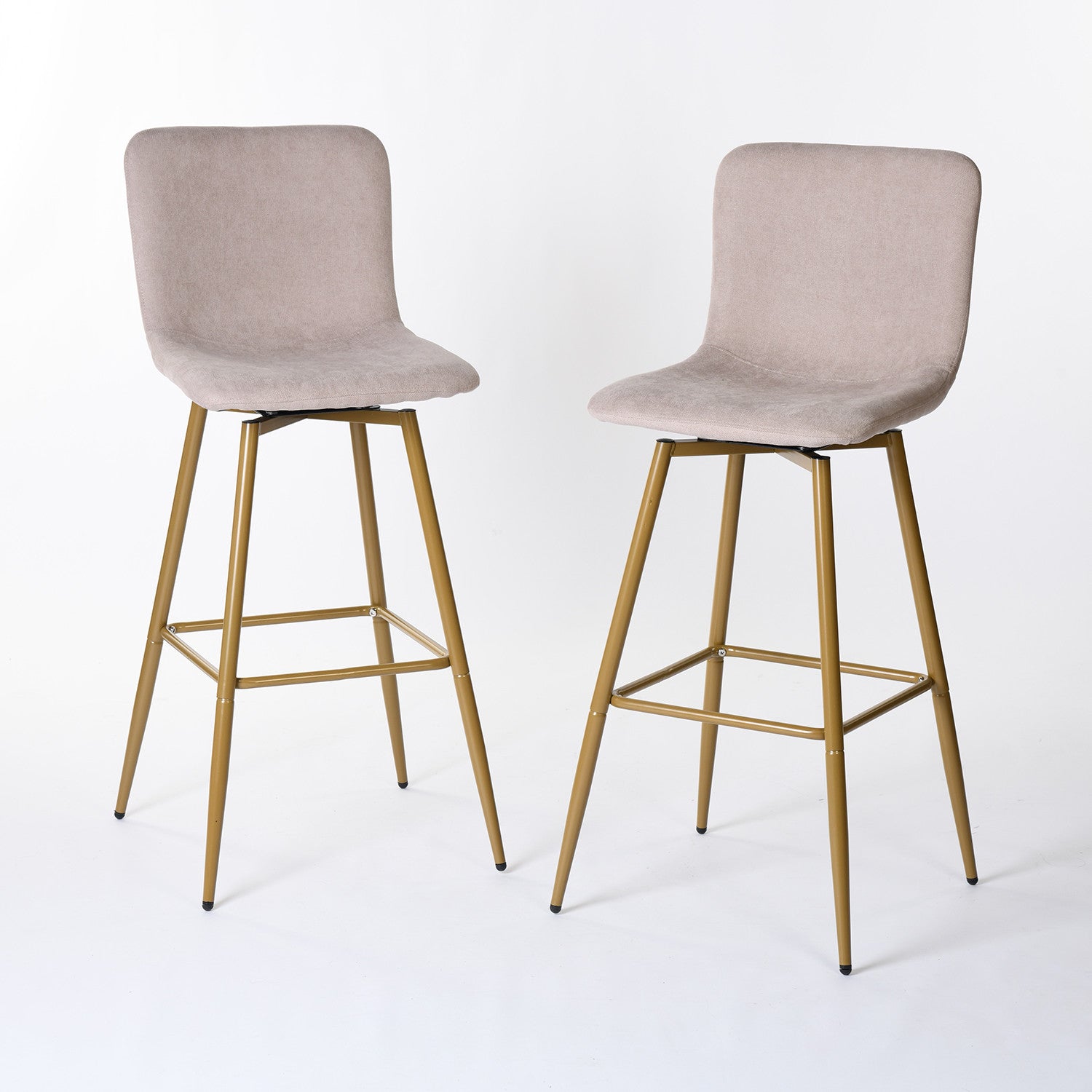 Set of Two 29" Aqua And Gold Steel Bar Height Bar Chairs