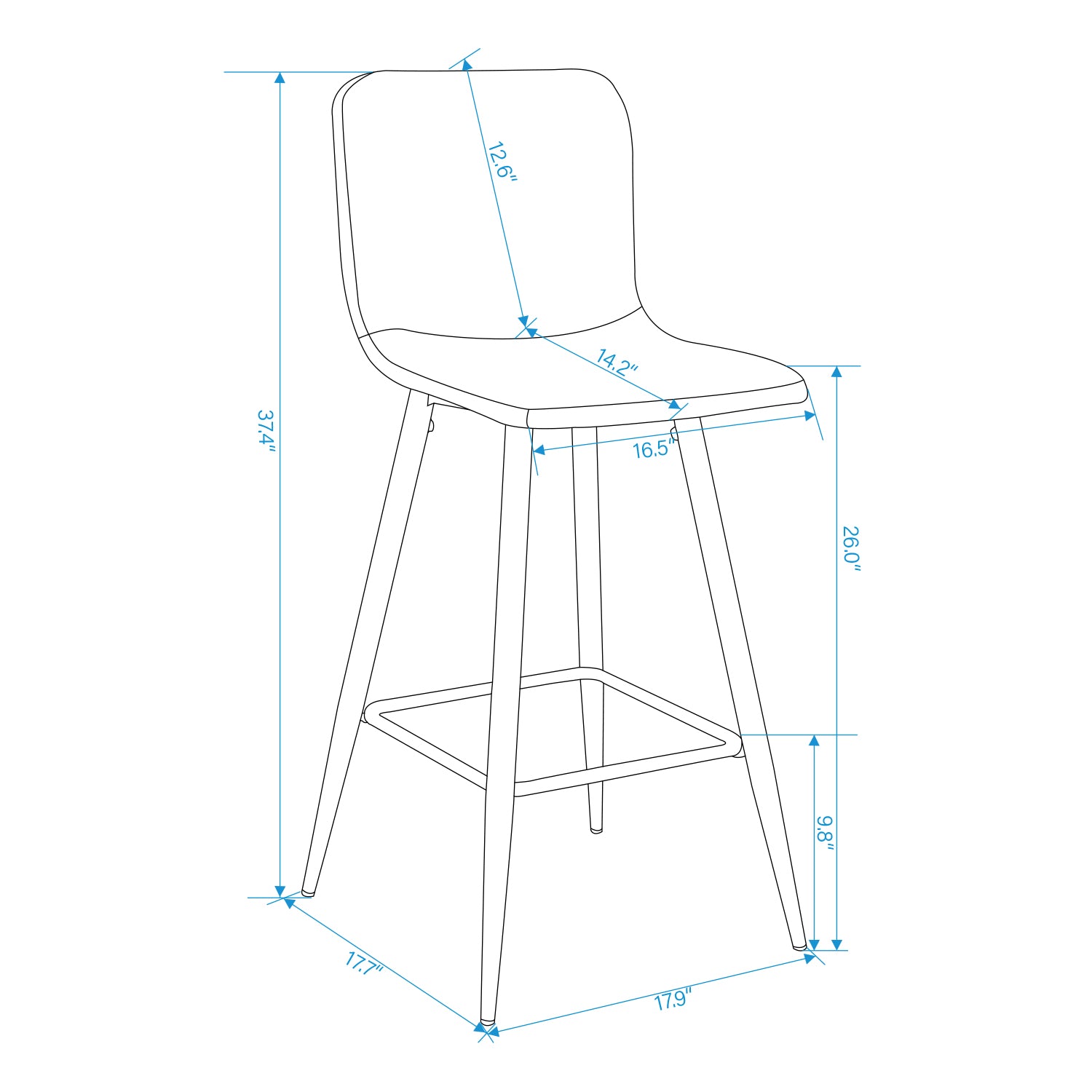 Set of Two 29" Aqua And Gold Steel Bar Height Bar Chairs