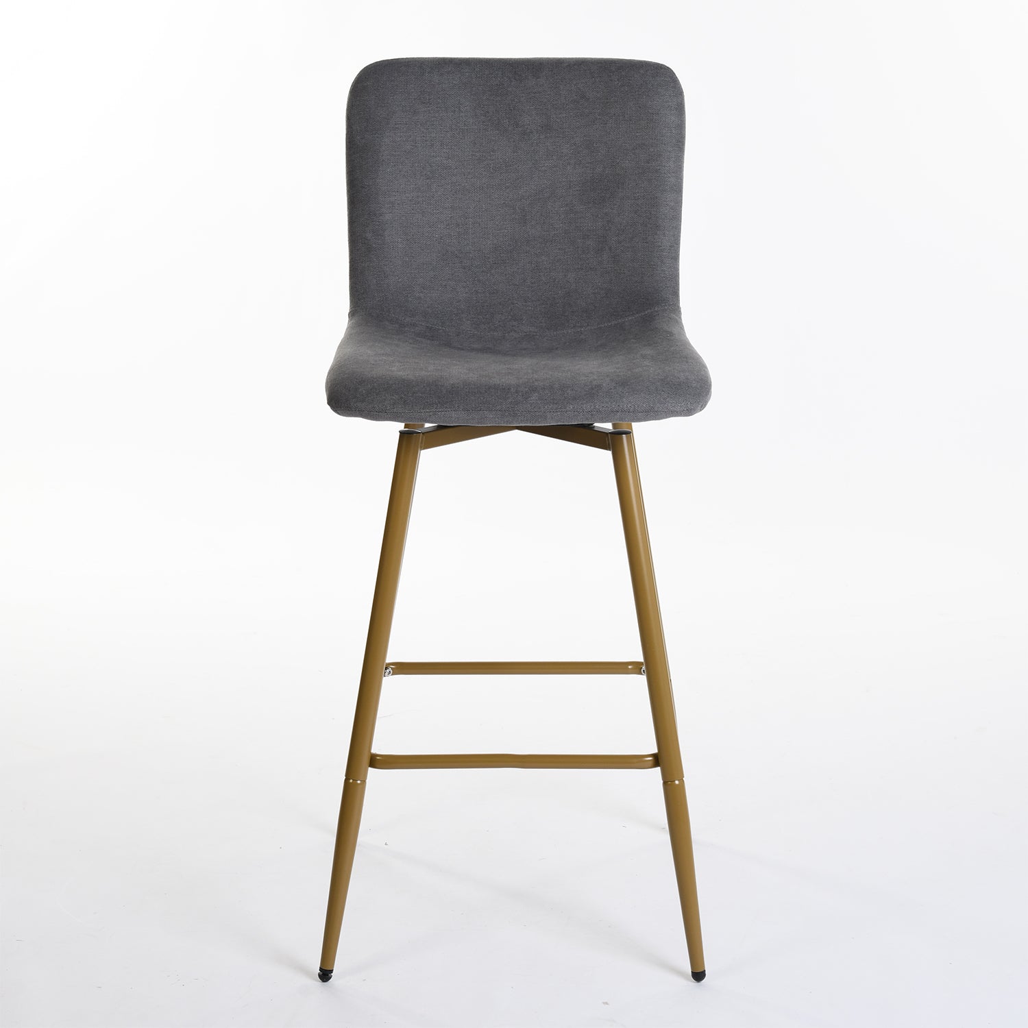 Set of Two 29" Gray And Gold Steel Bar Height Bar Chairs