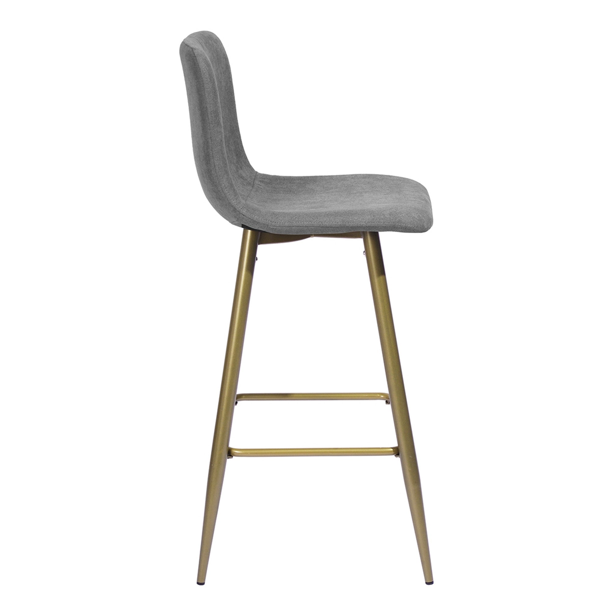 Set of Two 29" Gray And Gold Steel Bar Height Bar Chairs