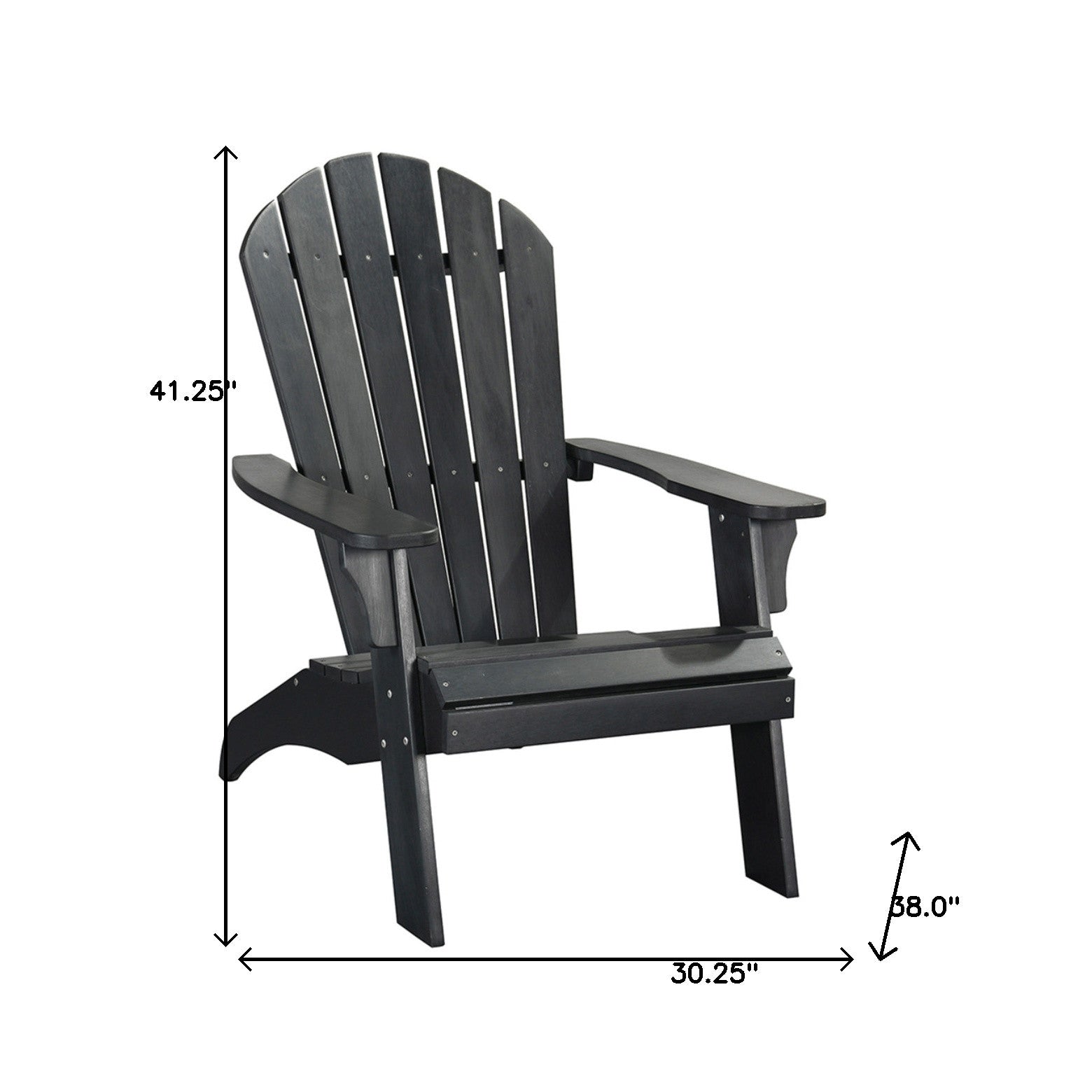 30" Black Heavy Duty Plastic Adirondack Chair