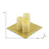 Set of Three Gold Flameless Pillar Candles With Holder