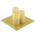 Set of Three Gold Flameless Pillar Candles With Holder