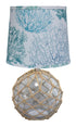 20" Glass with Rope Globe Table Lamp With Aqua Coral Shade