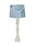 30" Rustic Distressed White Table Lamp With Turquoise Coral Empire Shade