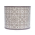 27" White Table Lamp With Gray Taupe Batik Print Drum Shade