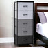 18" Gray and Black Steel and Fabric Five Drawer Chest