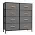32" Gray and Black Steel and Fabric Eight Drawer Chest