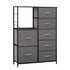 34" Gray and Black Steel and Fabric Seven Drawer Chest