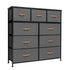 39" Gray and White Steel and Fabric Nine Drawer Triple Dresser