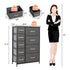 27" Gray and Black Steel and Fabric Nine Drawer Combo Dresser