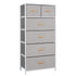 23" Gray and White Steel and Fabric Six Drawer Chest