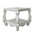 26" Antiqued White Manufactured Wood Square Scroll End Table With Shelf