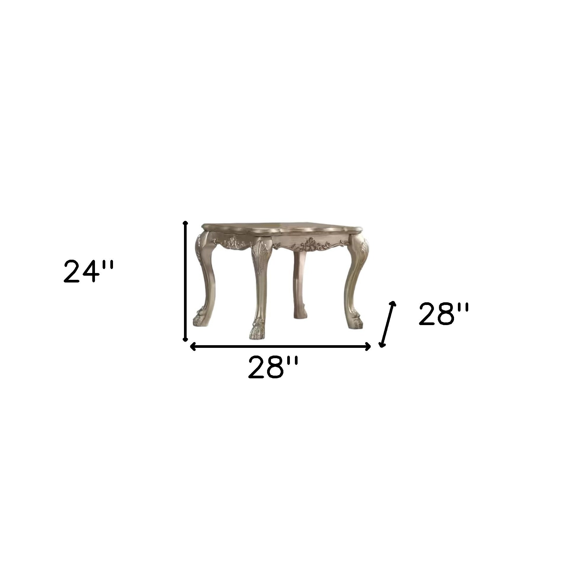 24" Gold Patina & Bone Manufactured Wood Square End Table