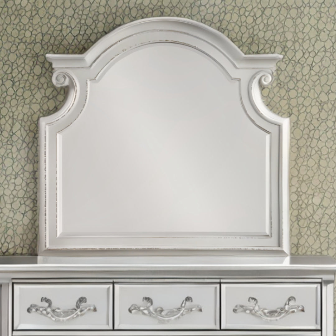 43" Antique White Irregular Dresser Mirror