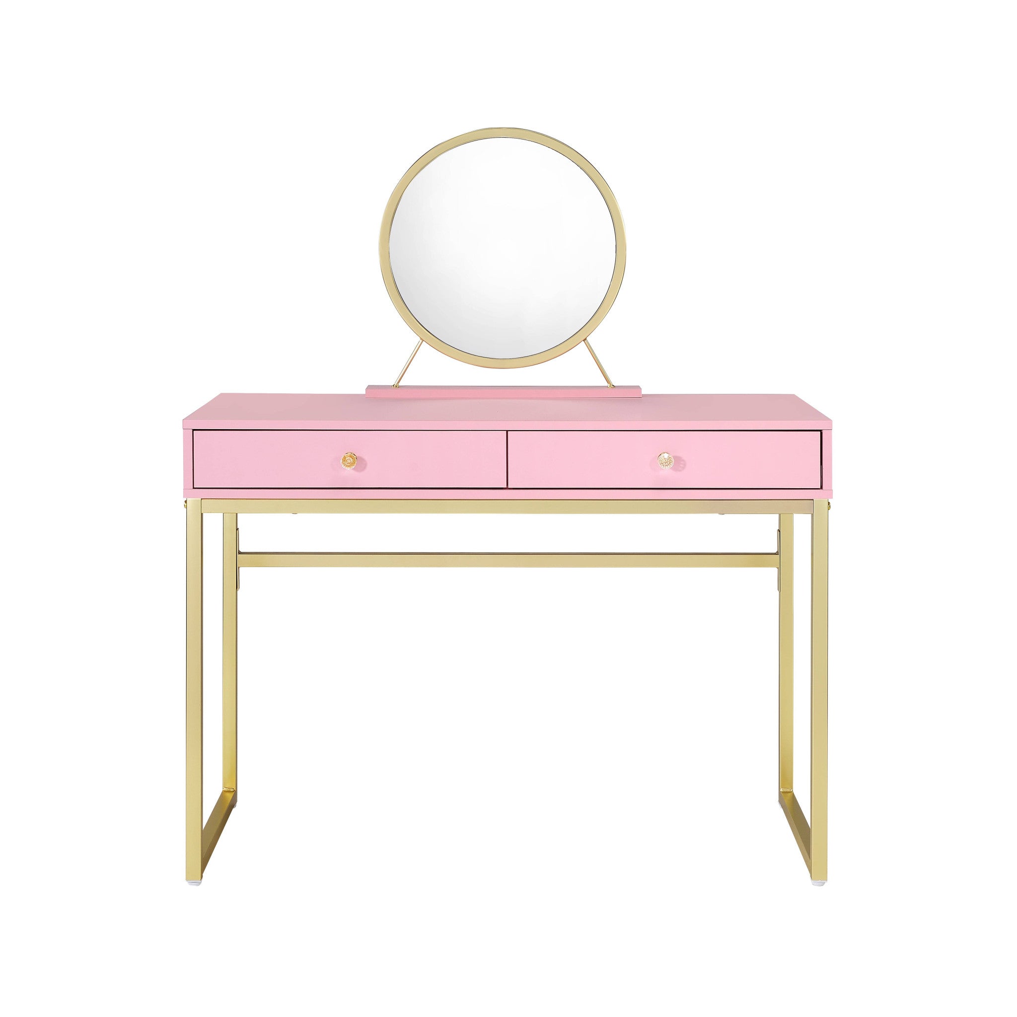 42" Pink Mirrored Two Drawer Dresser
