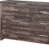 60" Dark Brown Solid and Manufactured Wood Six Drawer Double Dresser