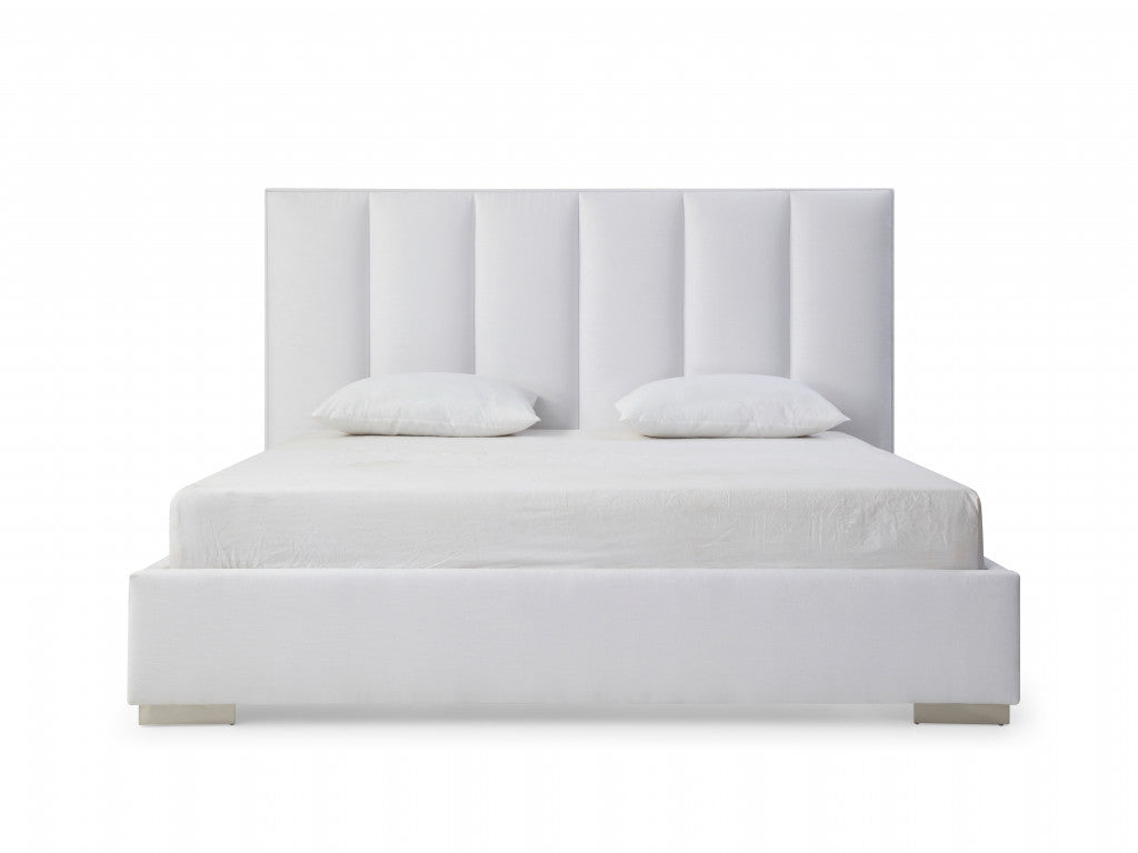 King Size White Upholstered Velvet Bed Frame