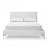 Queen Size White Upholstered Faux Leather Bed Frame