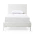 Twin Size White Upholstered Faux Leather Bed Frame