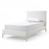 Twin Size White Upholstered Faux Leather Bed Frame