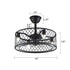 20" Clear Caged Five Blade Remote Control Schoolhouse Light Ceiling Fan