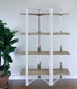 72" Brown and Silver Metal Four Tier Etagere Bookcase