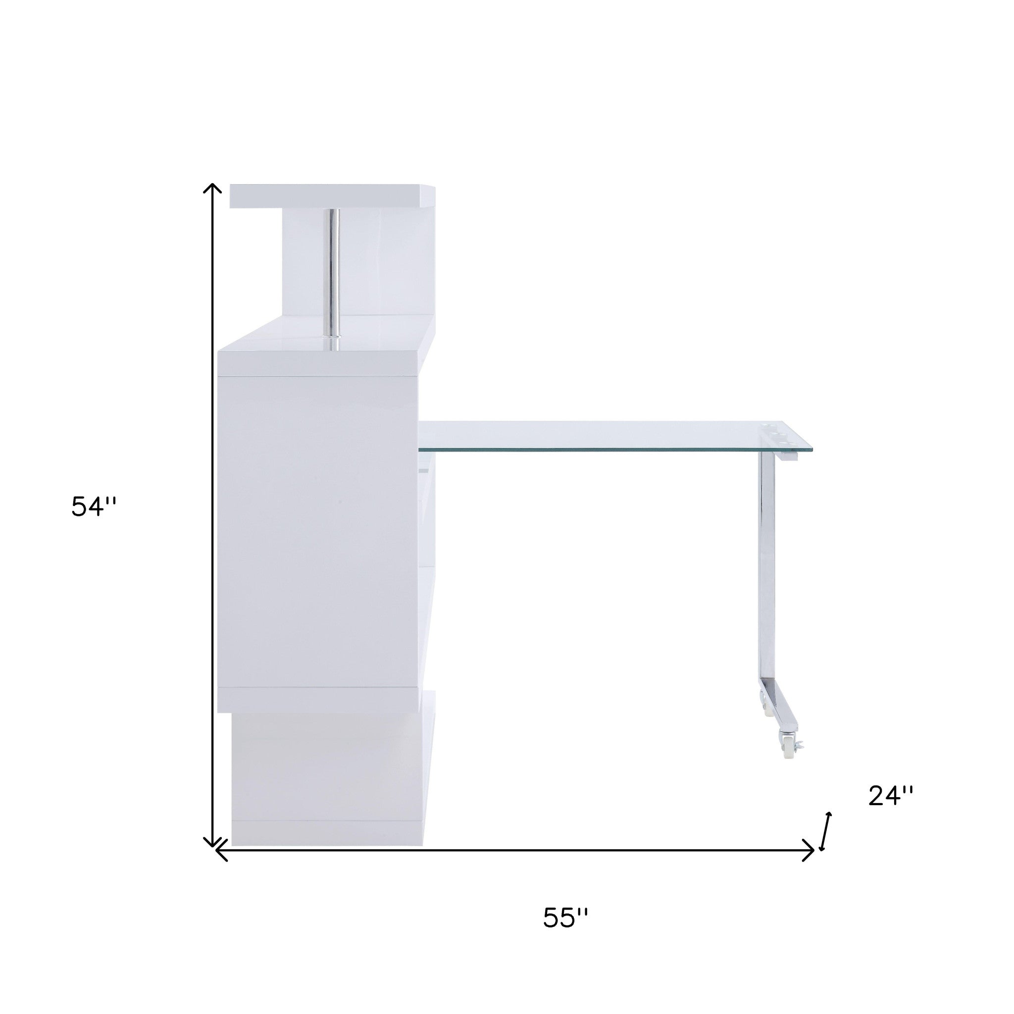 55" White L Shape Writing Desk