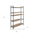 65" Brown and Black Metal Five Tier Etagere Bookcase