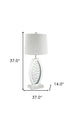 37" Mirrored Glass Table Lamp With White Drum Shade