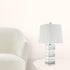 31" Mirrored Glass Faux Crystal Chunky Geo Table Lamp With White Square Shade