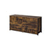 59" Brown and Black Six Drawer Double Dresser