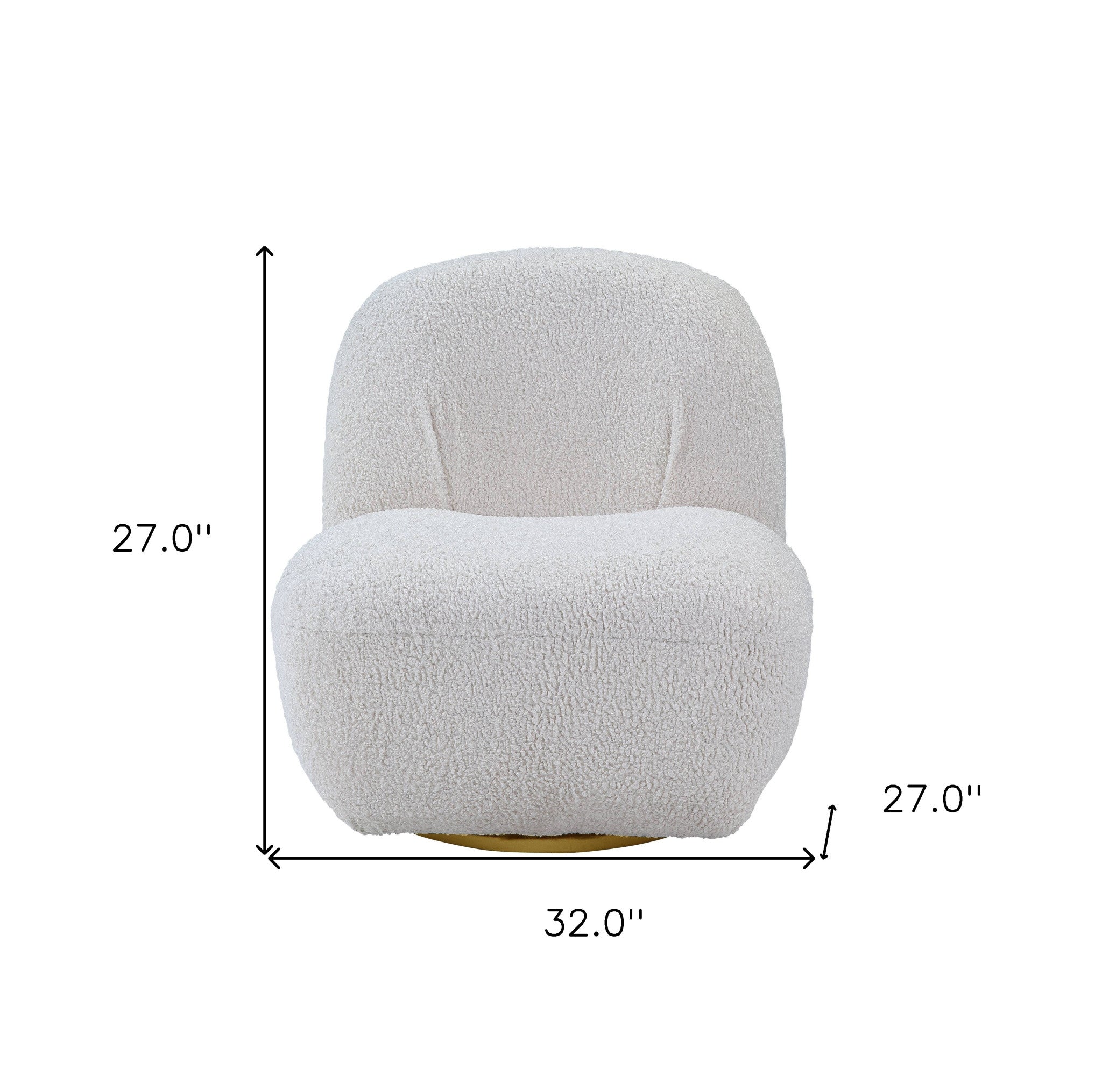 32" White Sherpa Solid Color Swivel Slipper Chair