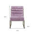 22" Top Grain Leather And Steel Ikat Side Chair