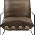 27" Brown Top Grain Leather And Steel Solid Color Lounge Chair