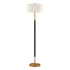 61" Black and Brass Two Light Floor Lamp With White Drum Shade