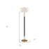 61" Black and Brass Two Light Floor Lamp With White Drum Shade