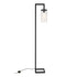67" Blackened Bronze Modern Floor Lamp With Seeded Glass Drum Shade