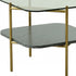 20" Gold And Clear Glass And Metal Square End Table With Shelf
