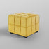 22" Yellow Velvet And Black Cube Ottoman