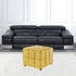 22" Yellow Velvet And Black Cube Ottoman