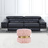 18" Blush Faux Fur Round Ottoman