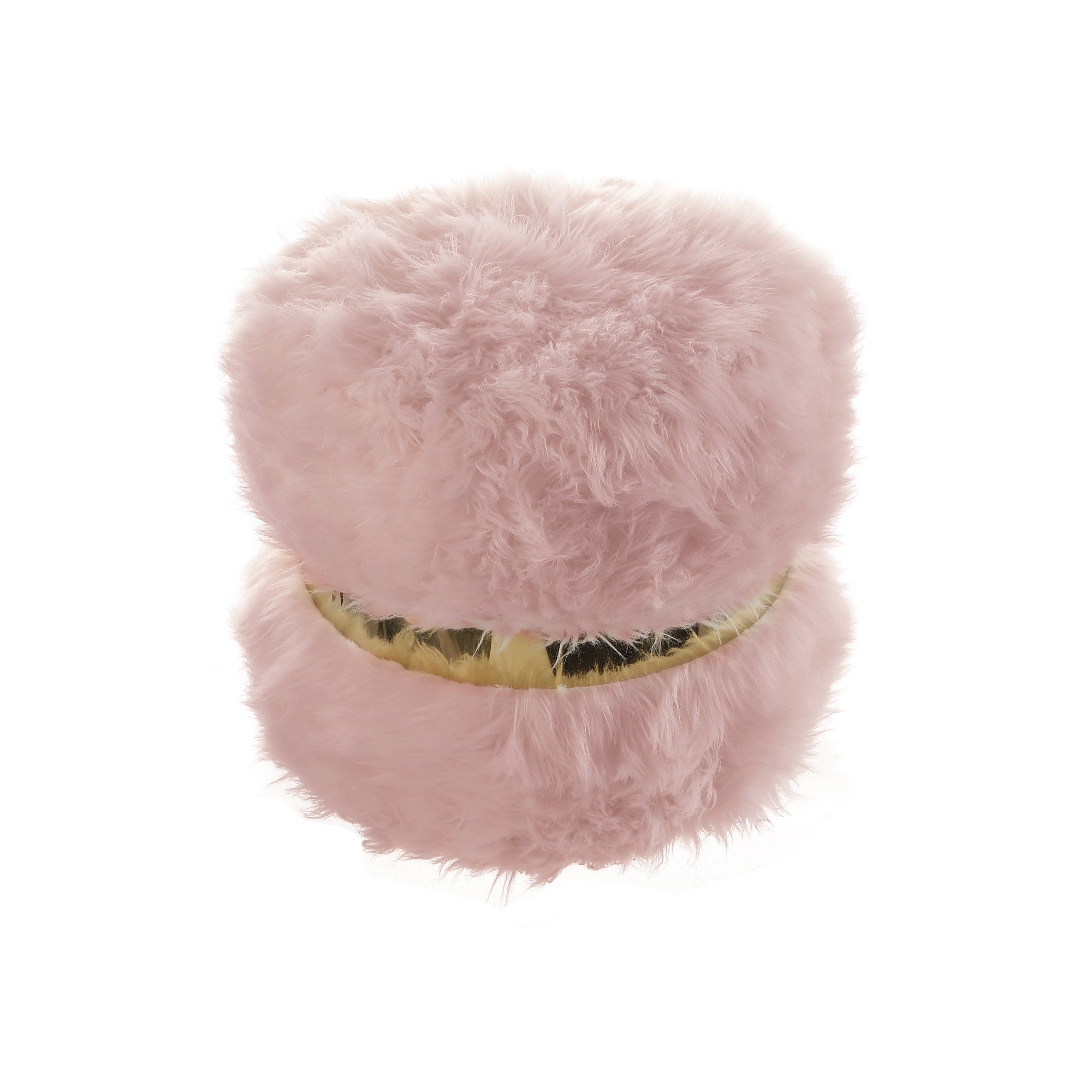 18" Blush Faux Fur Round Ottoman