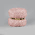 18" Blush Faux Fur Round Ottoman