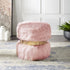 18" Blush Faux Fur Round Ottoman